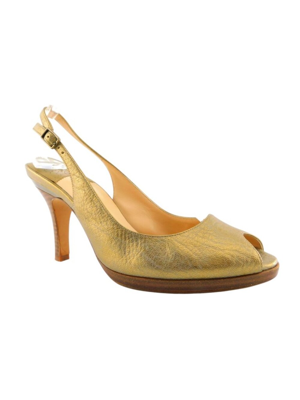 COLE HAAN Nike Air Blush Gold Leather Peep Toe Platform Sling Back Heel Pump 8.5